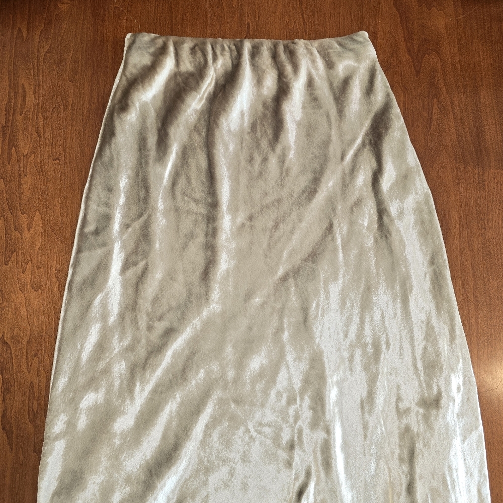 Polo Ralph Lauren Lush Velvet Flared Silver Midi Skirt | Sz 6 - Picture 8 of 16